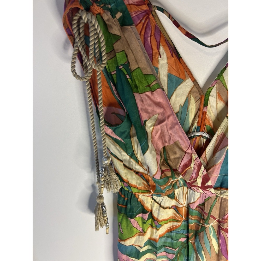 True Destinations‎ Women Tropical Midi Dress M Resort Wear Beach Travel Beads - Picture 3 of 11